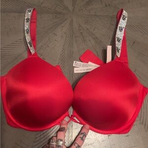 Victoria's Secret Vibrant Red Bra with Embellished Straps
